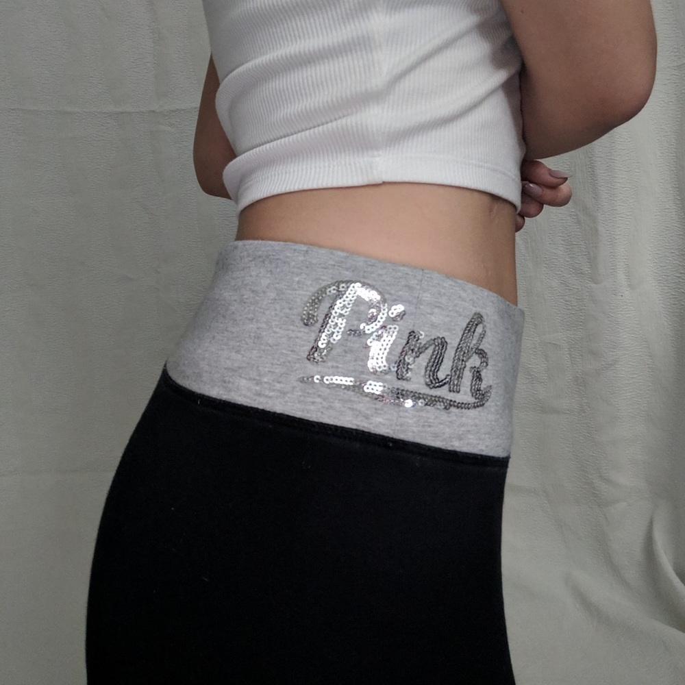 PINK VS gray/black sequin leggings - Picture 2 of 8